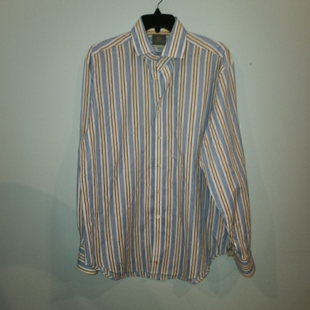 Thomas Dean Stripe Dress Shirt - Medium - LS134 - Like New